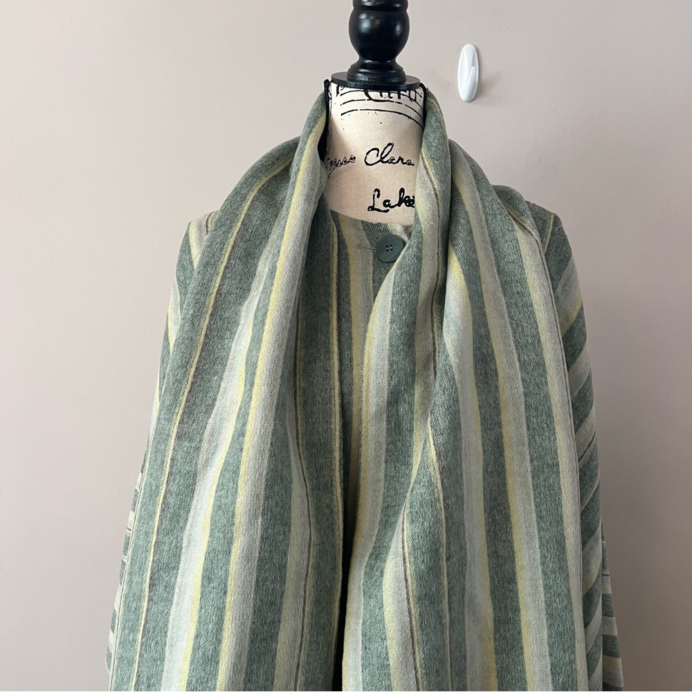 Jonathan Simkhai Striped Poncho in Green and Cream - Picture 4 of 13